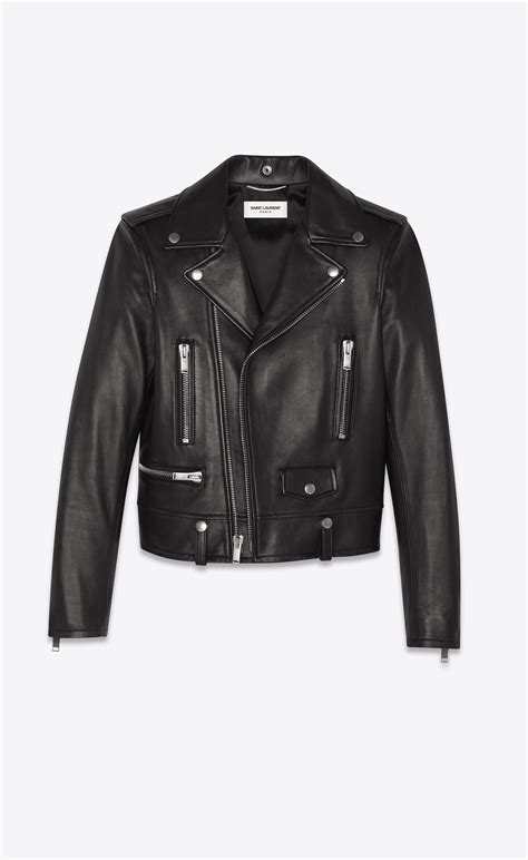 ysl leather biker jeasns|Motorcycle Jacket in Plunged Lambskin .